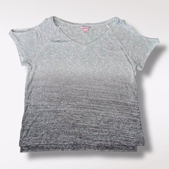 Juicy Couture Short Sleeve Shirt Ombre Knit Gray Blue Lightweight Slouchy XL - Picture 8 of 8
